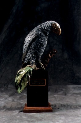 African Grey Parrot Sculpture
