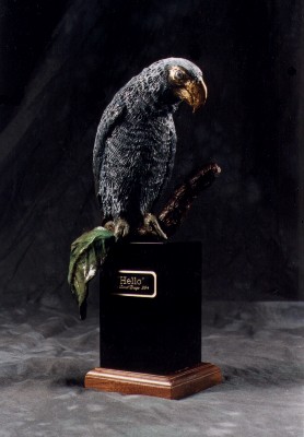 African Grey Parrot Sculpture